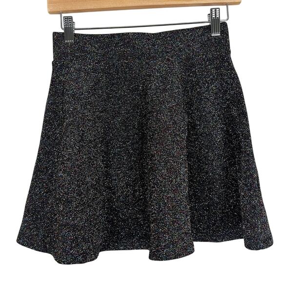 Forever 21 Mini Skirt Womens S Black Multicolor Sparkly Glitter A-Line Rave - Picture 1 of 4